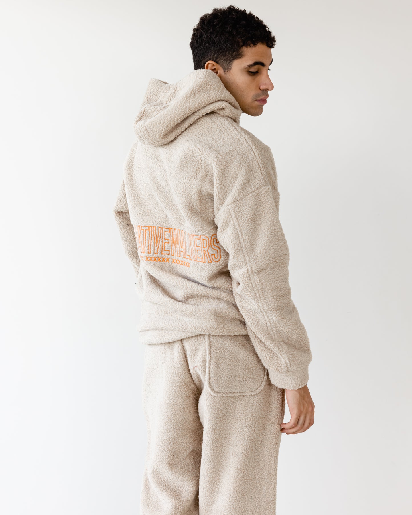 Oversized TNW Beige Embrodery Teddy Hoodie