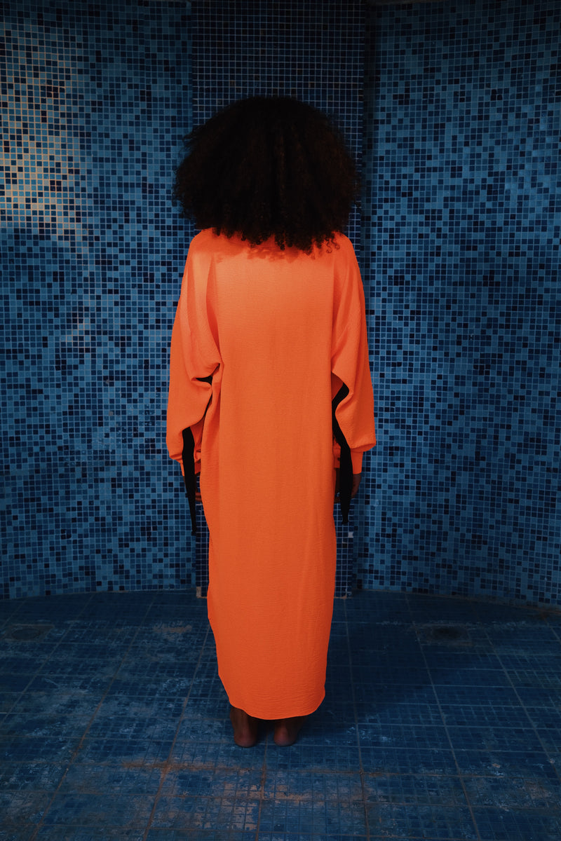 Load image into Gallery viewer, Orange Breathy Shirt Dress
