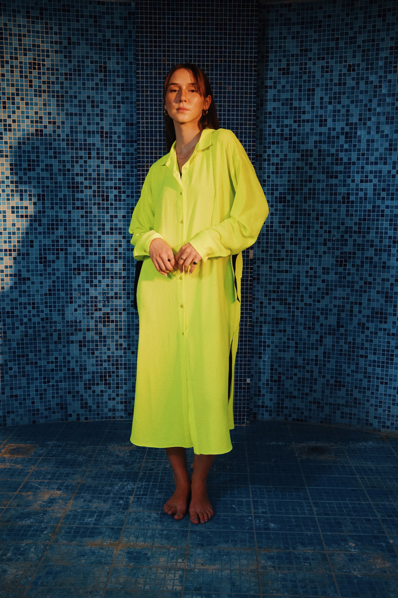 Load image into Gallery viewer, Yellow Neon Breath Shirt Dress

