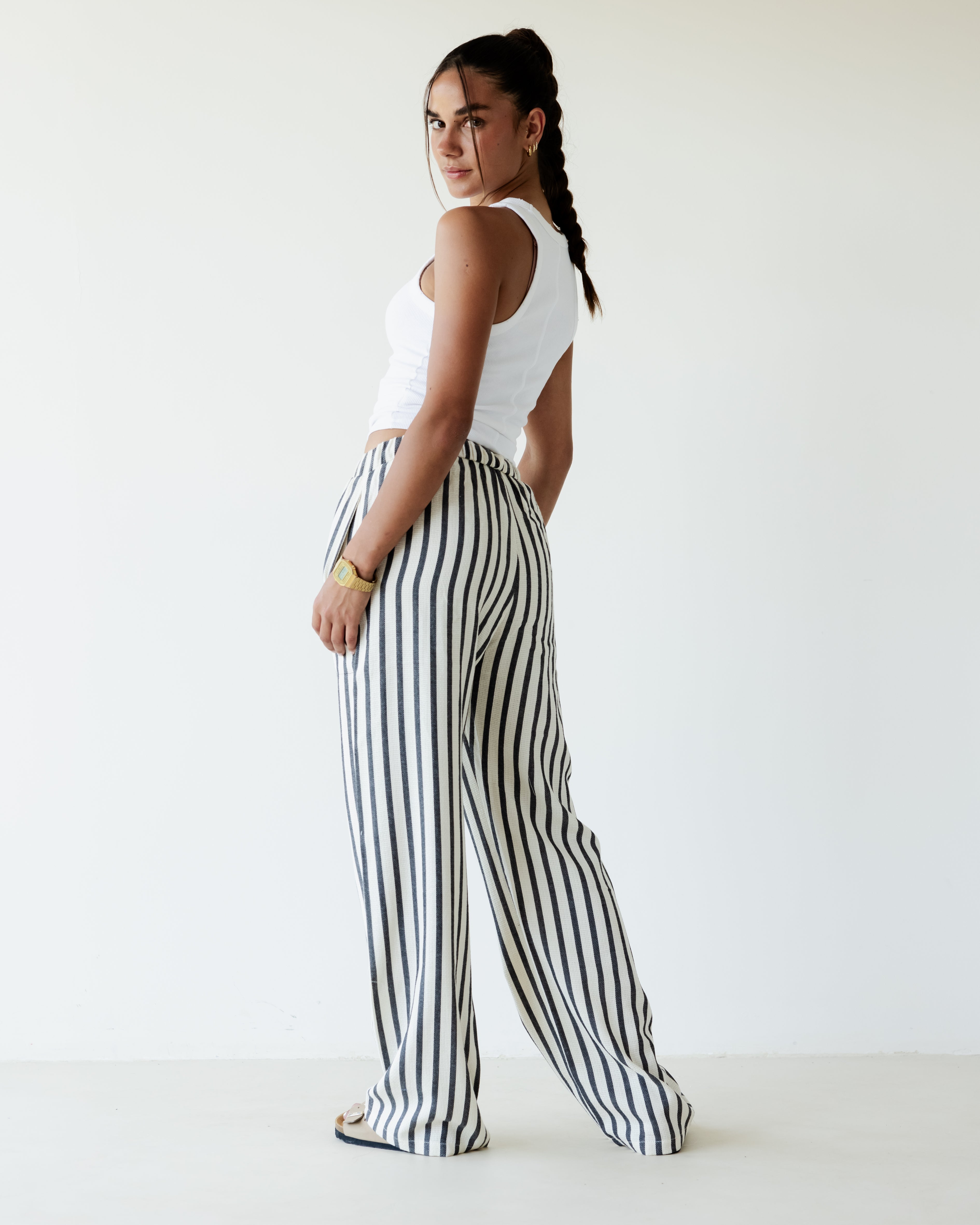 Black & Beige Baja Wide Leg Pants