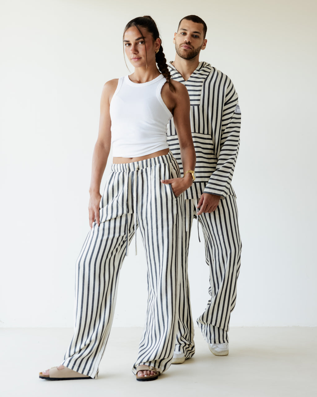 Black & Beige Baja Wide Leg Pants