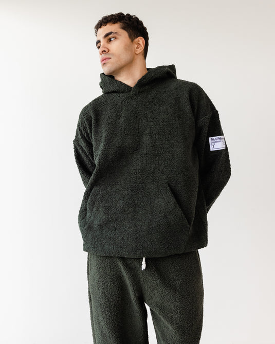 Oversized TNW Olive Embroidery Teddy hoodie