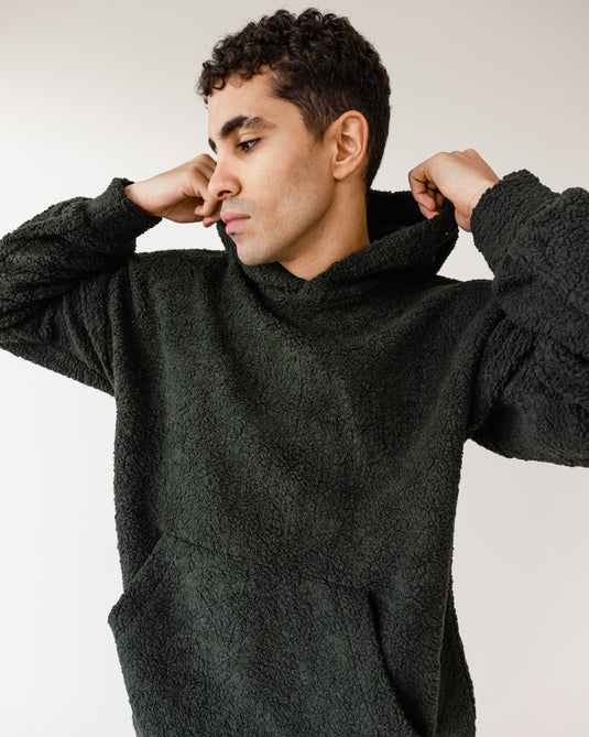 Oversized TNW Olive Embroidery Teddy hoodie