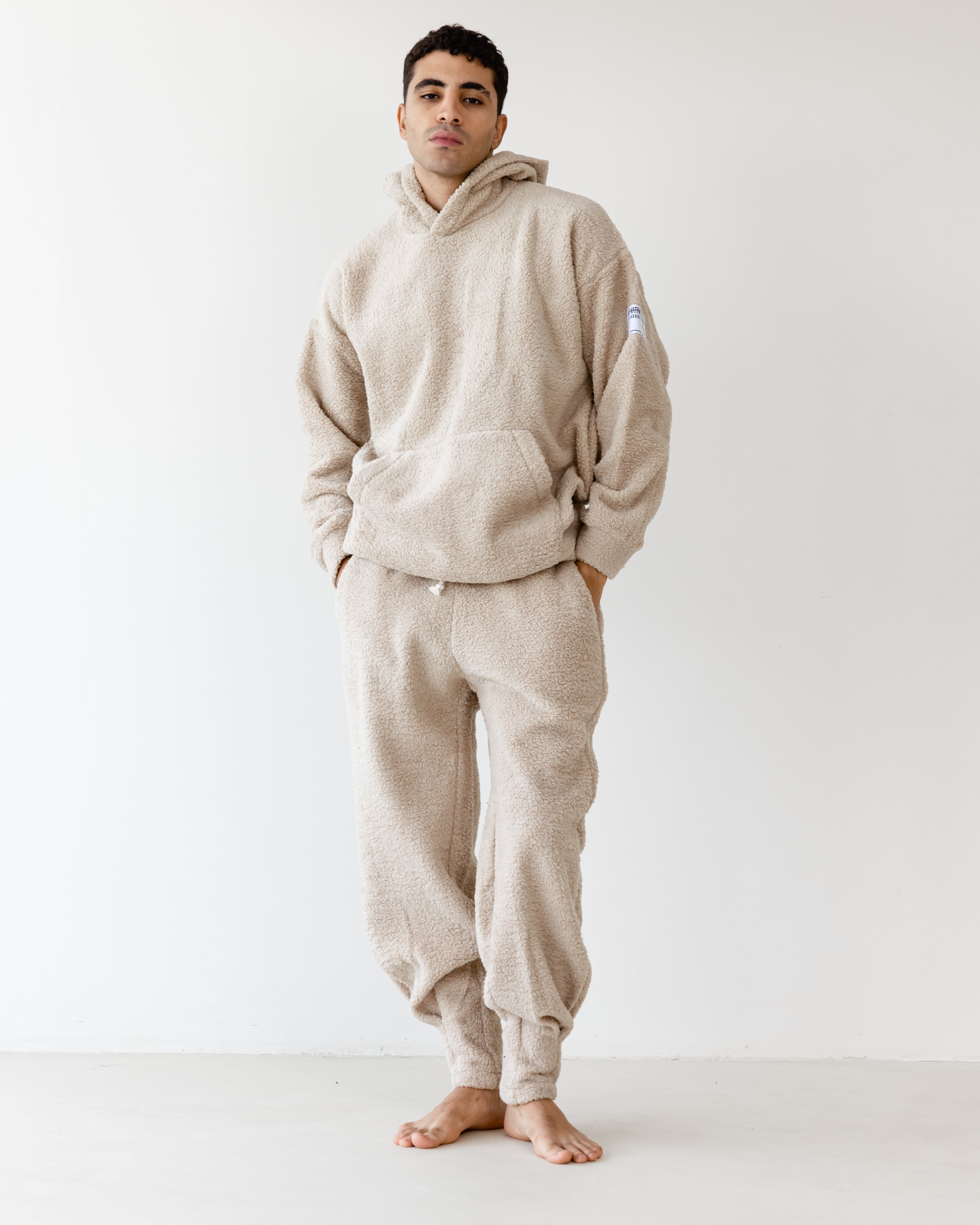 Oversized TNW Beige Embrodery Teddy Hoodie