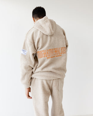 Oversized TNW Beige Embrodery Teddy Hoodie