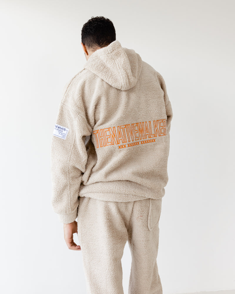 Load image into Gallery viewer, Oversized TNW Beige Embrodery Teddy Hoodie
