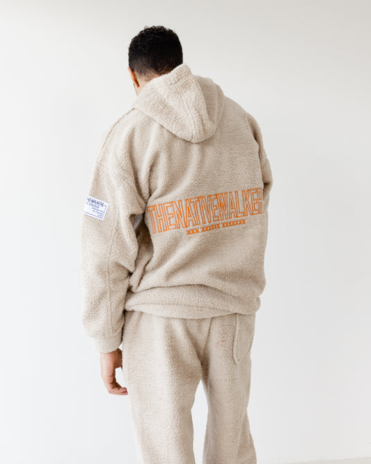 Oversized TNW Beige Embrodery Teddy Hoodie