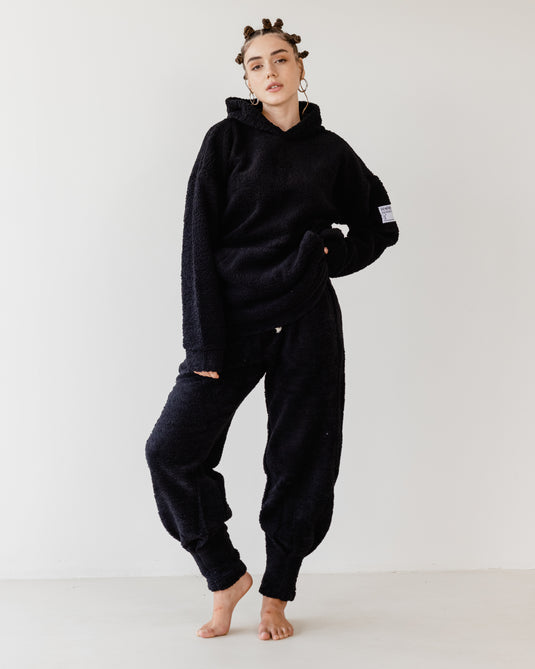 Oversized TNW Black Embroidery Teddy Set