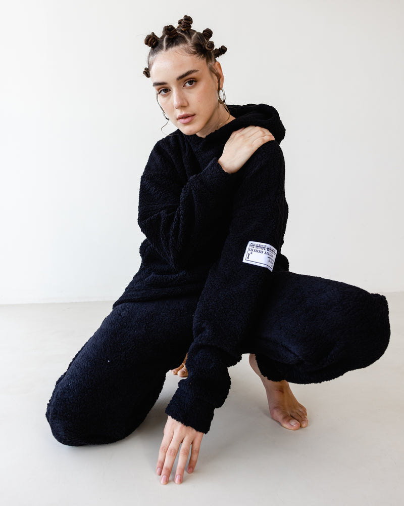 Load image into Gallery viewer, Oversized TNW Black Embroidery Teddy Set
