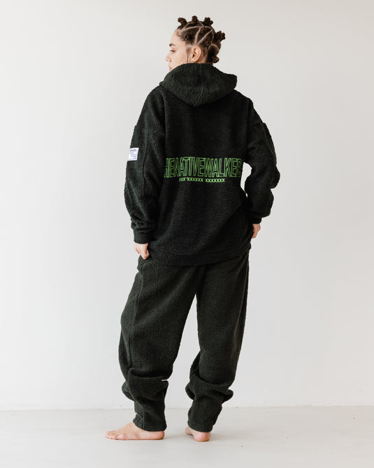 Oversized TNW Olive Embroidery Teddy hoodie