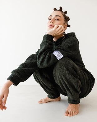 Oversized TNW Olive Embrodery Teddy Set