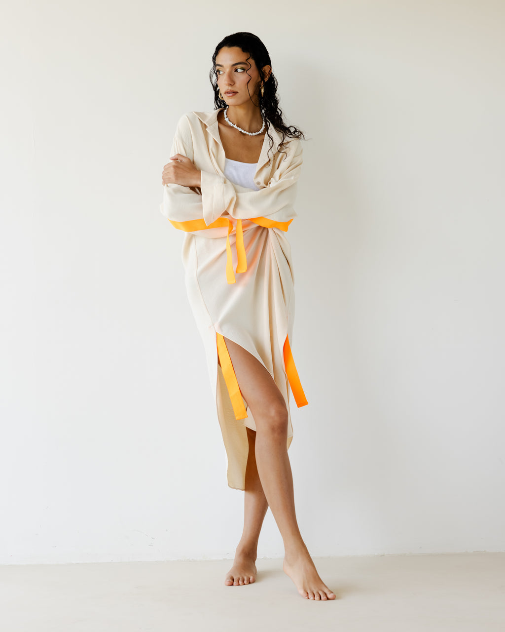 Beige Breezy Shirt Dress