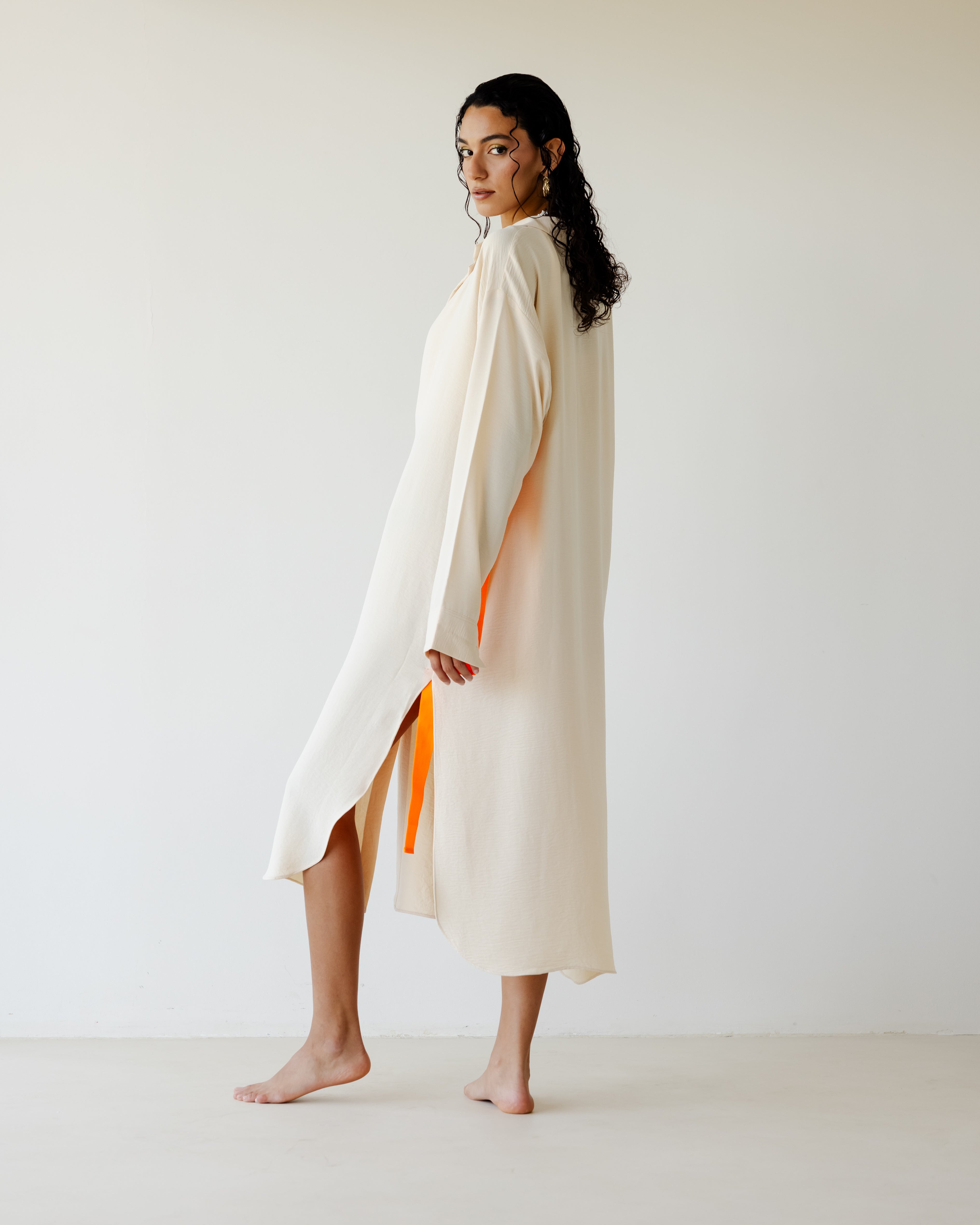 Beige Breezy Shirt Dress