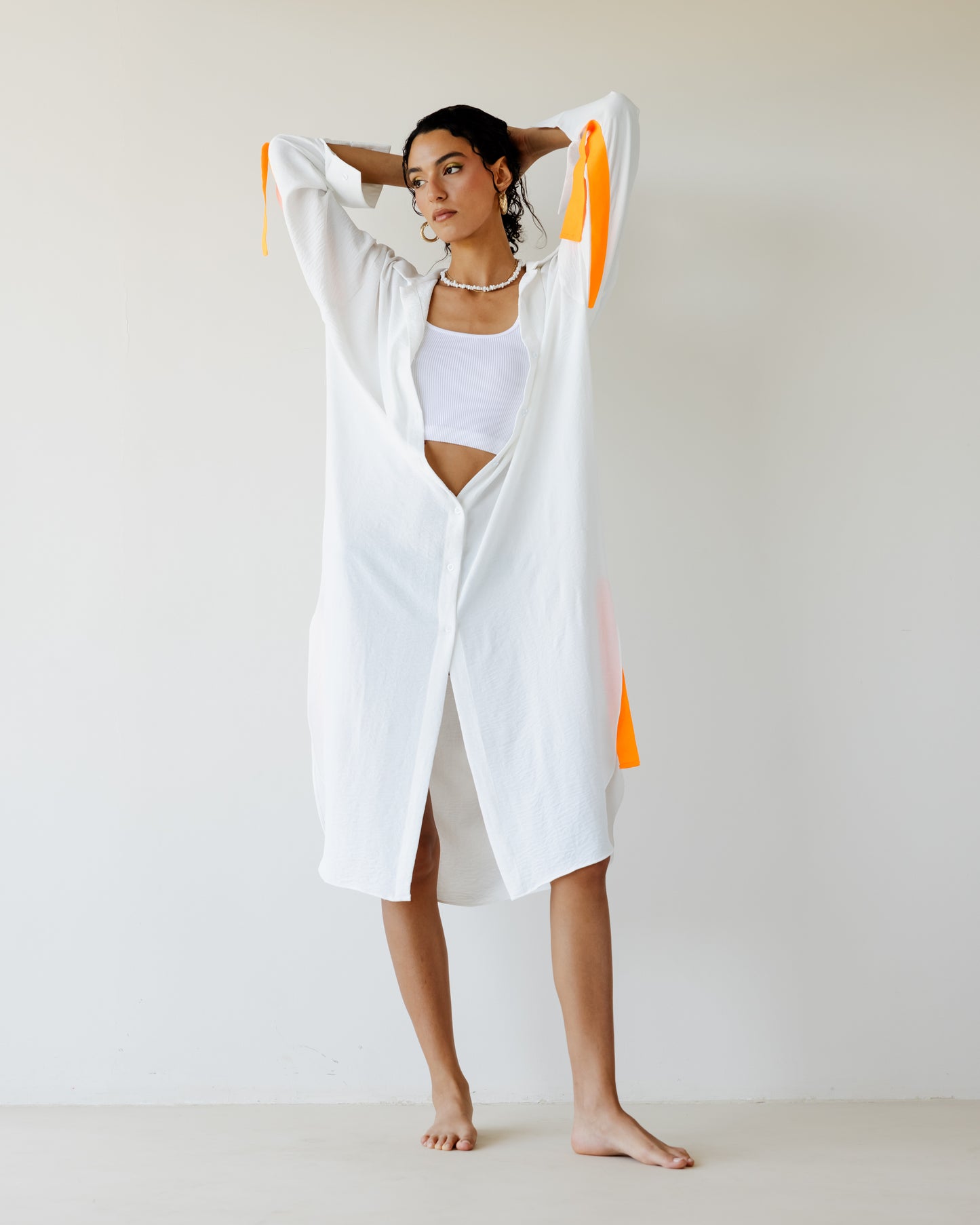 White Breezy Shirt Dress