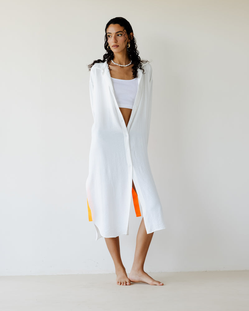 Load image into Gallery viewer, White Breezy Shirt Dress
