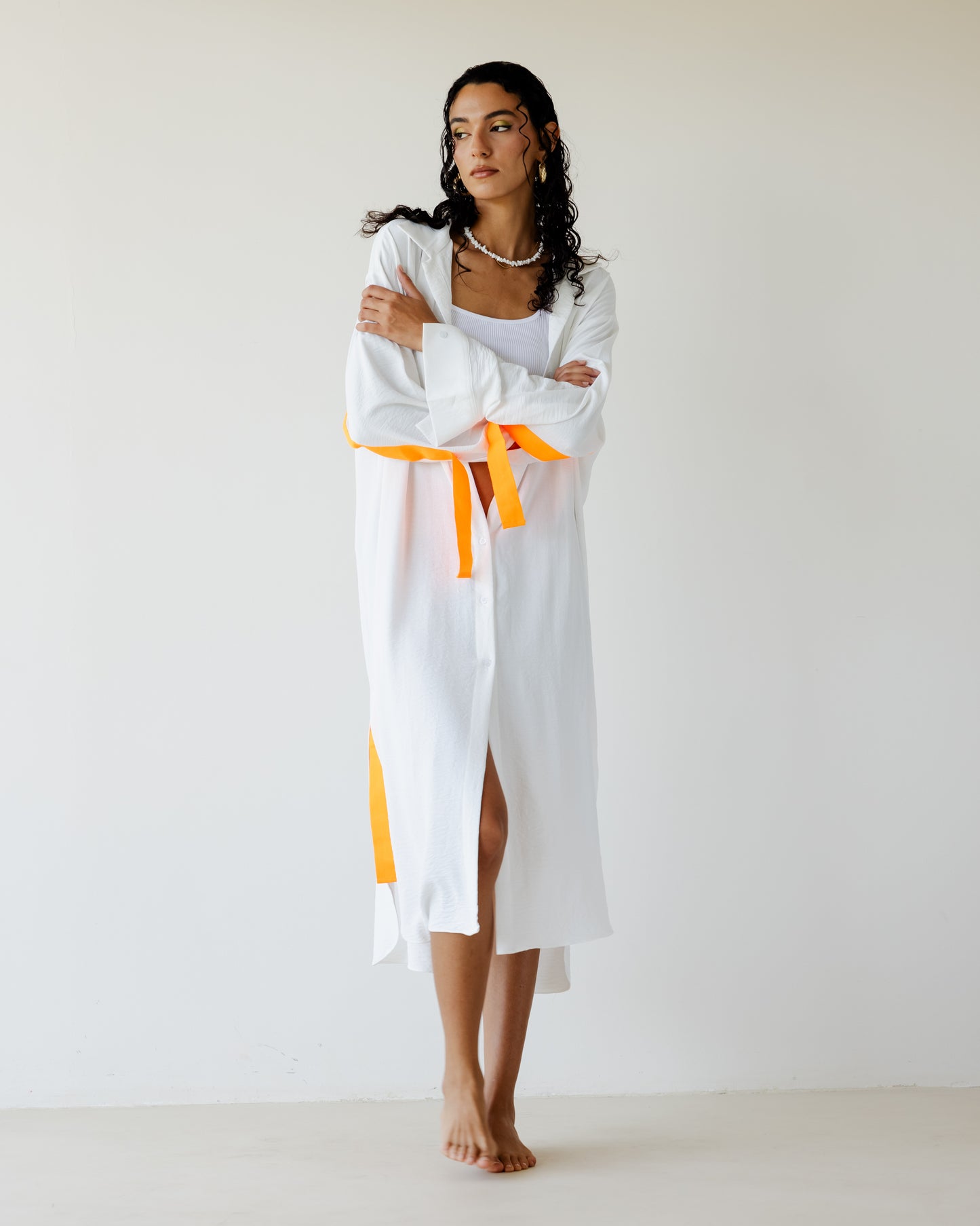 White Breezy Shirt Dress