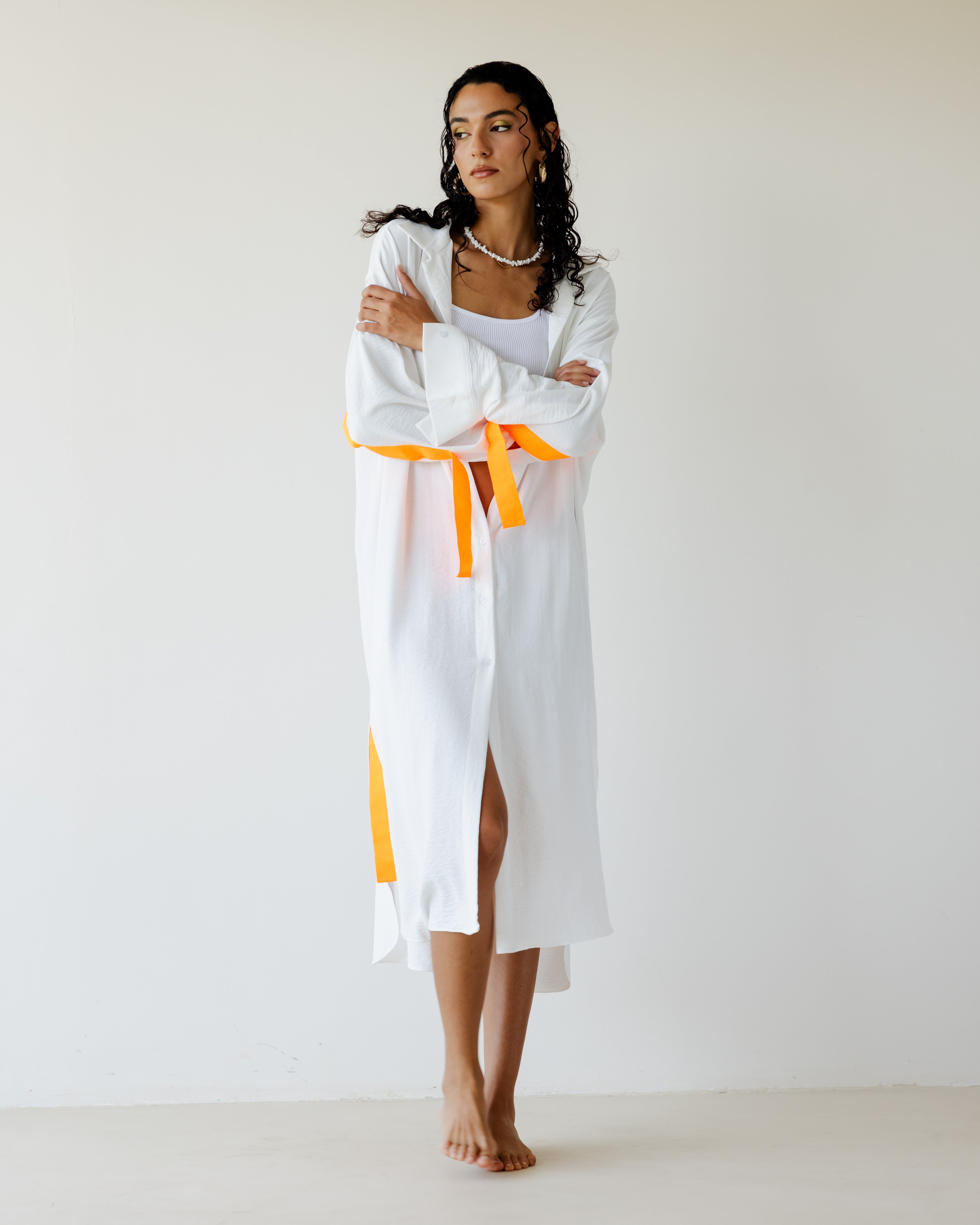 White Breezy Shirt Dress