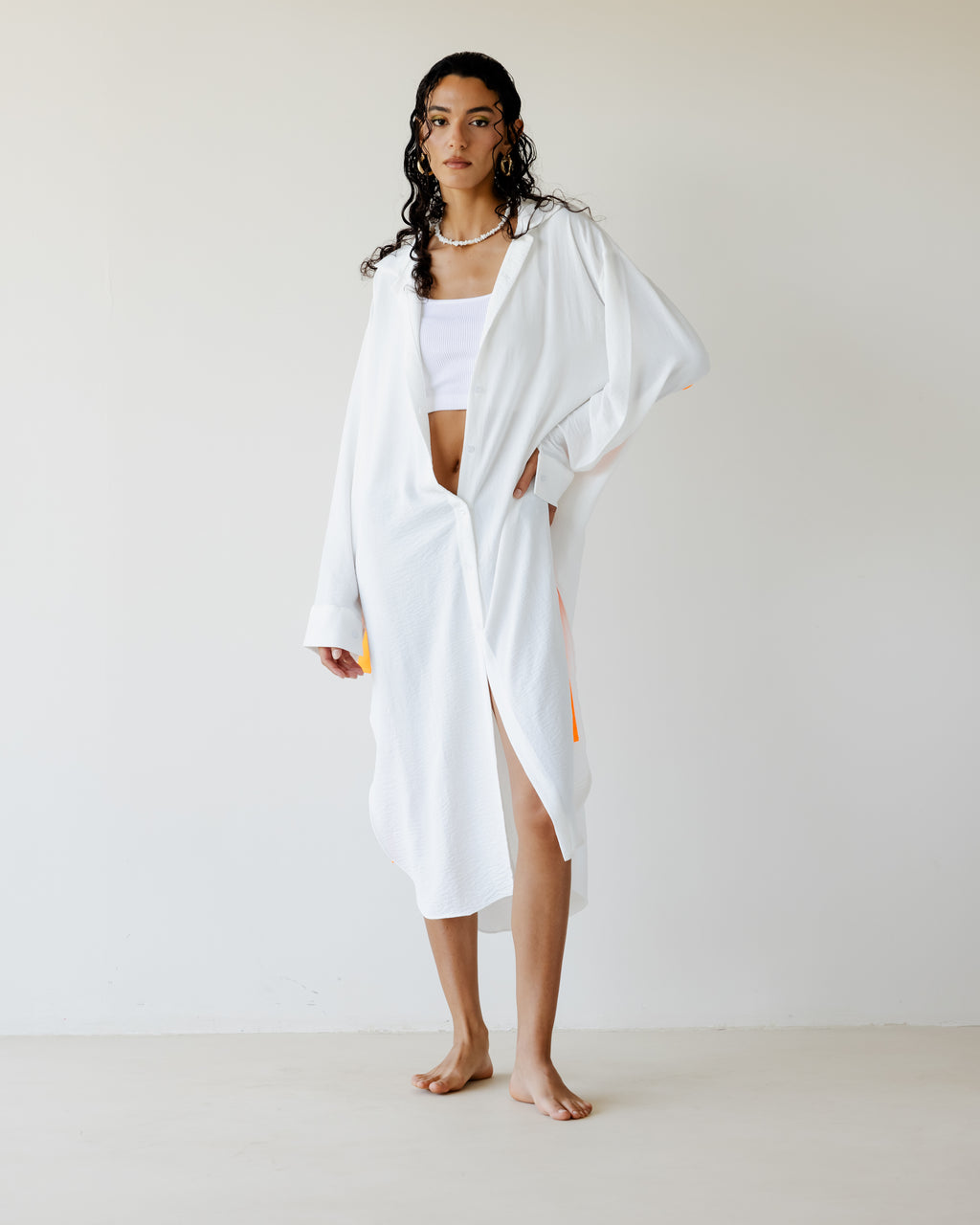 White Breezy Shirt Dress