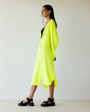 Yellow Neon Breezy Shirt Dress