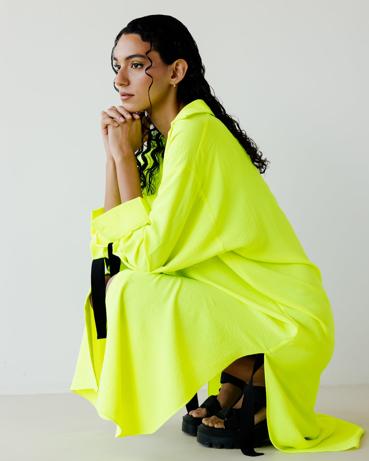 Yellow Neon Breezy Shirt Dress