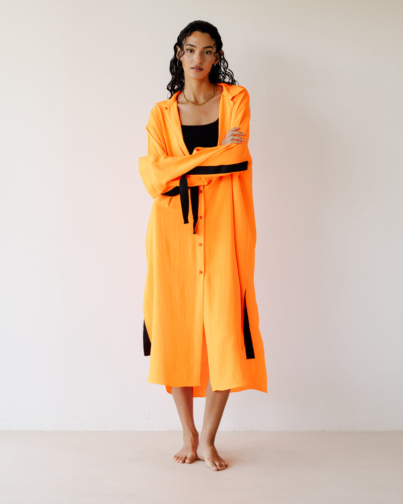 Load image into Gallery viewer, Orange Breezy Shirt Dress
