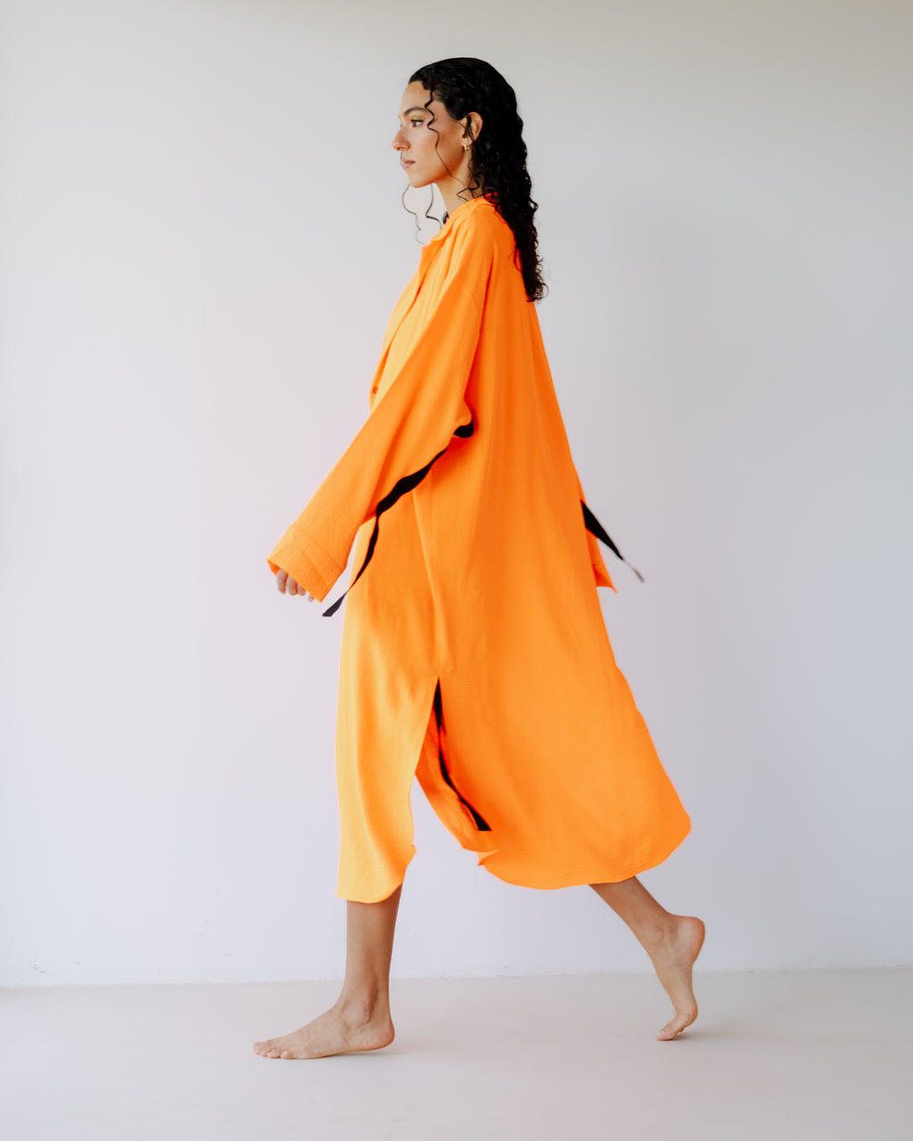 Orange Breezy Shirt Dress