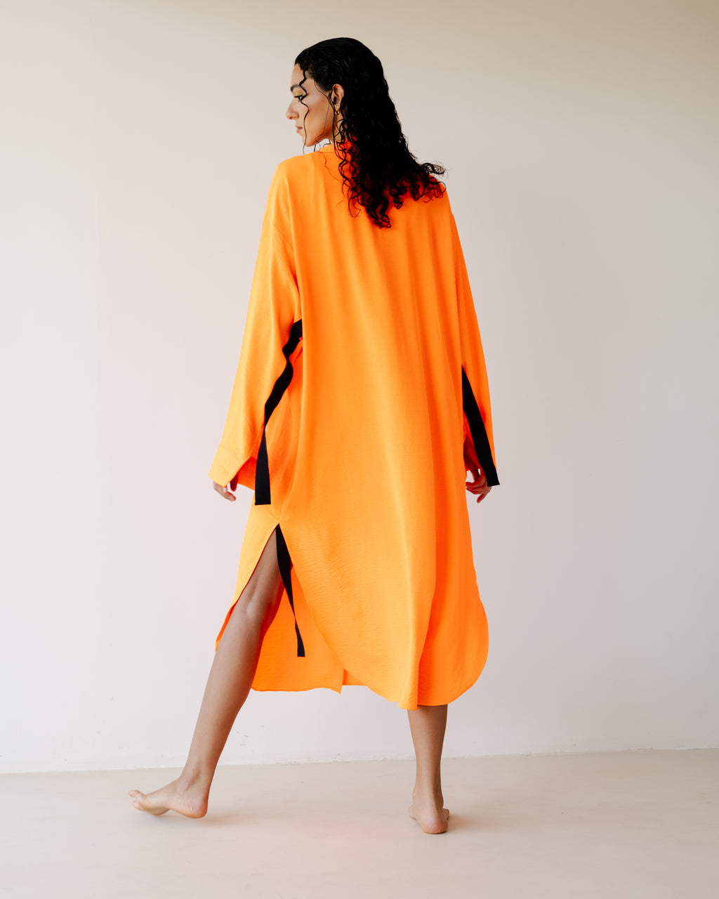 Orange Breezy Shirt Dress