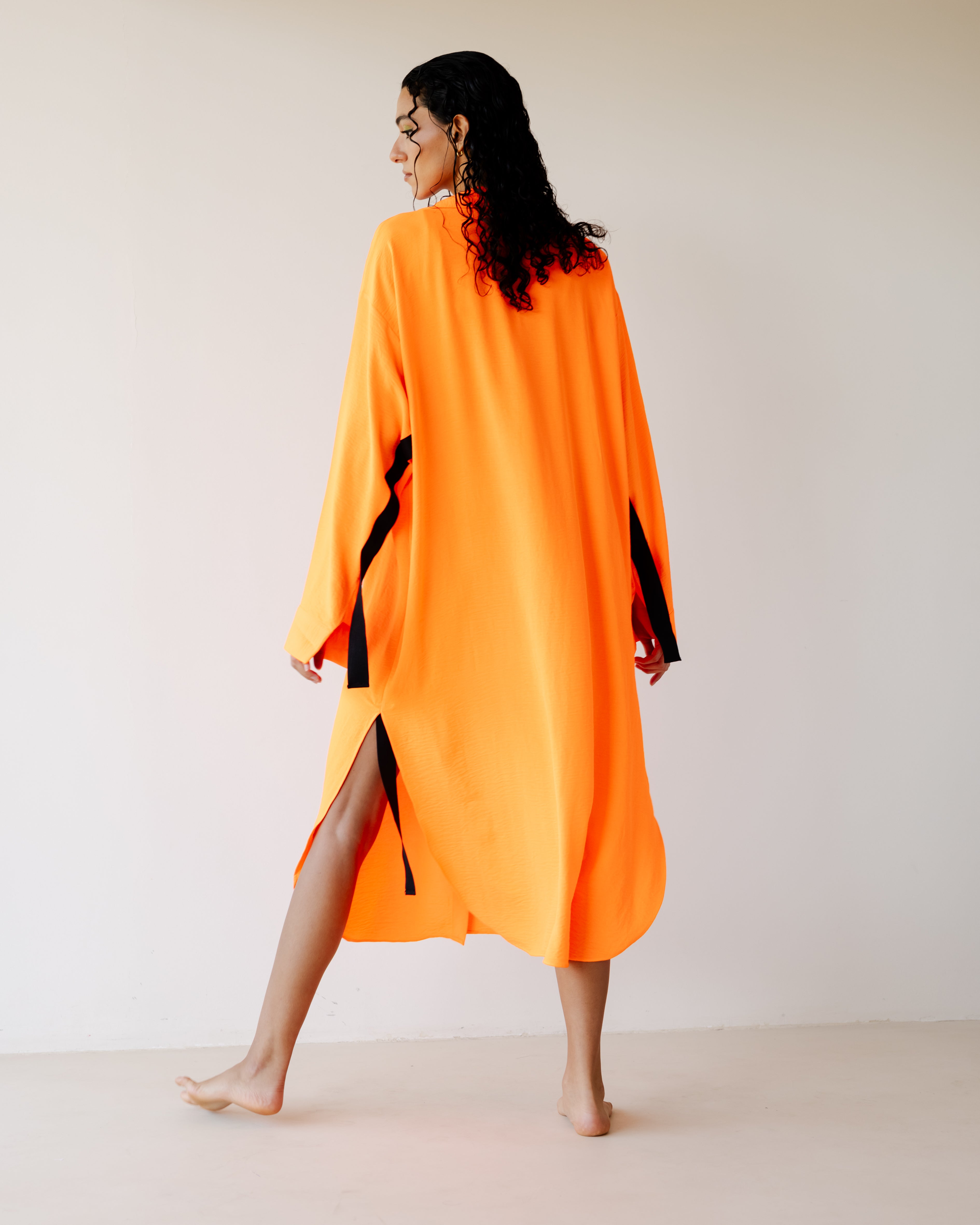 Orange Breezy Shirt Dress
