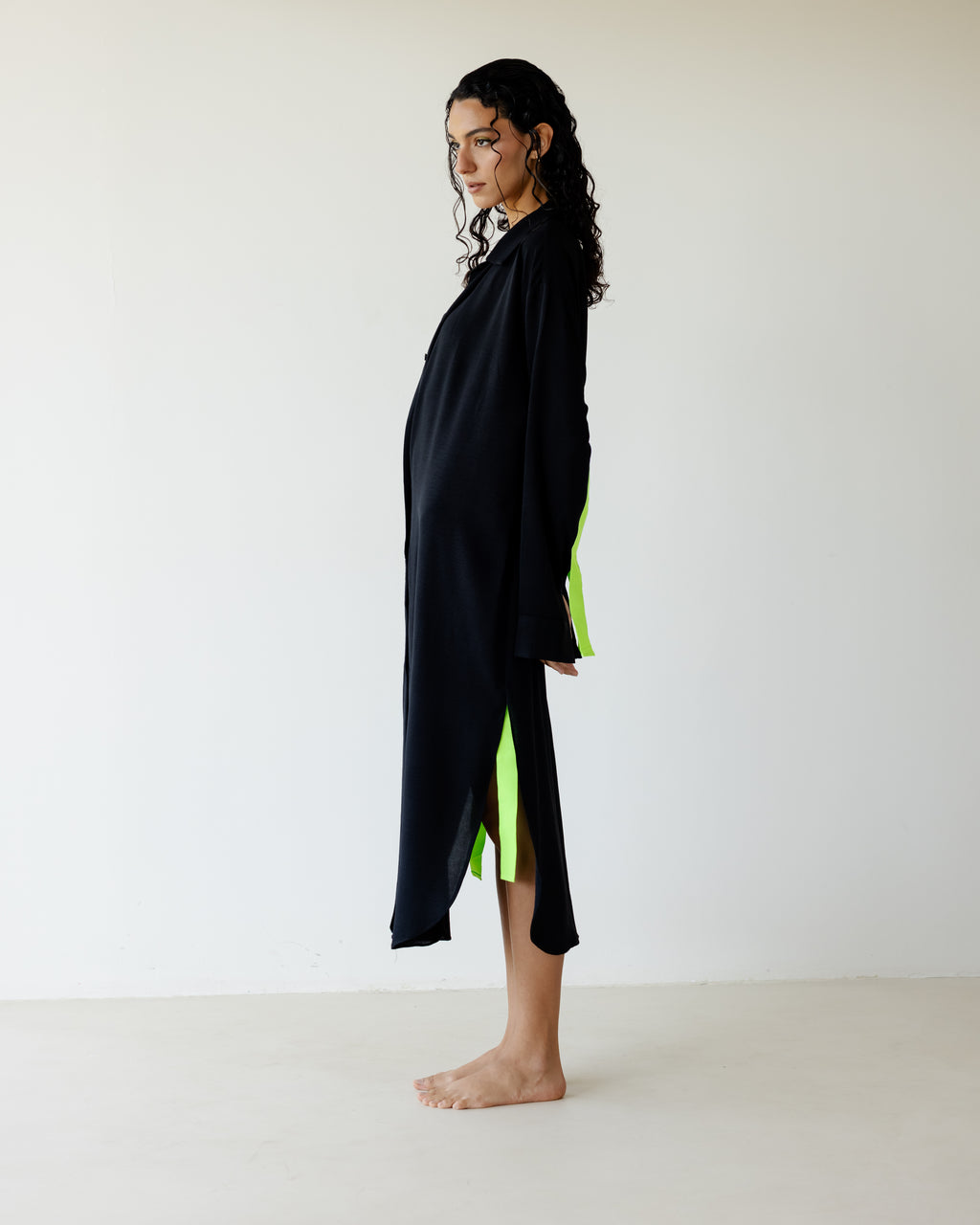 Black Breezy Shirt Dress
