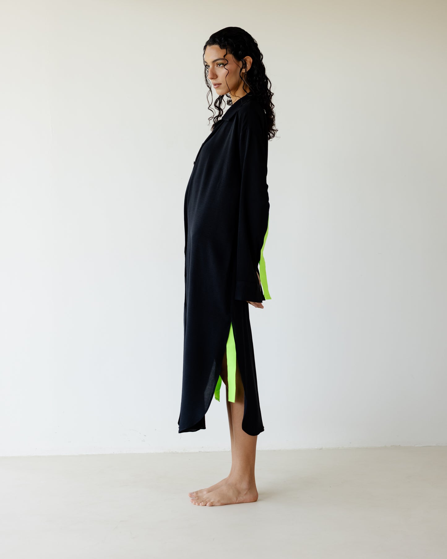 Black Breezy Shirt Dress