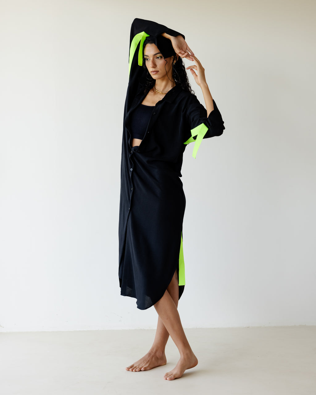 Black Breezy Shirt Dress