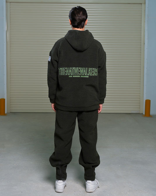 Oversized TNW Olive Embrodery Teddy Hoodie