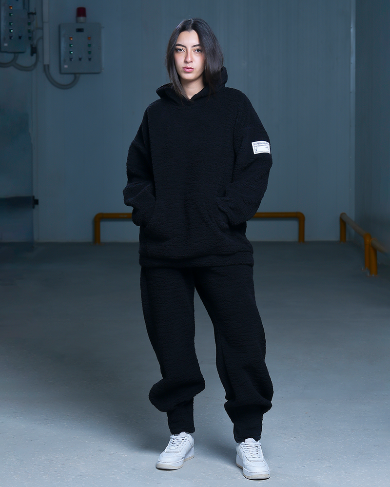 Load image into Gallery viewer, Oversized TNW Black Embroidery Teddy set
