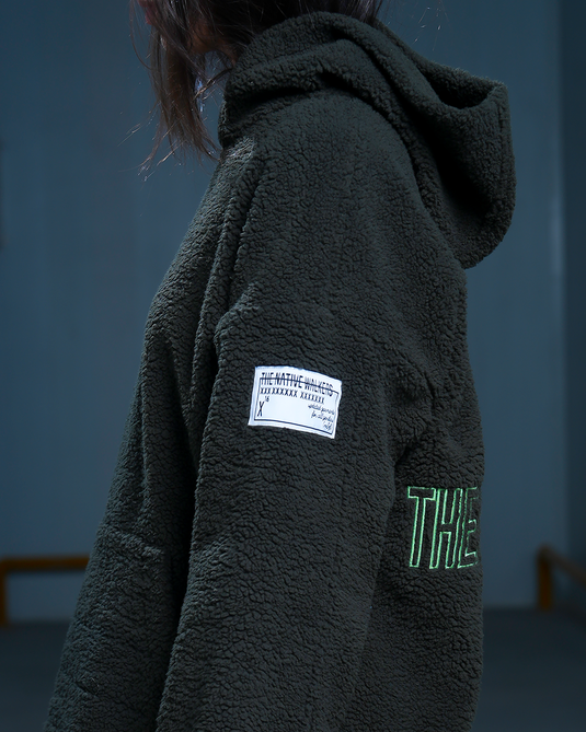 Oversized TNW Olive Embrodery Teddy Hoodie