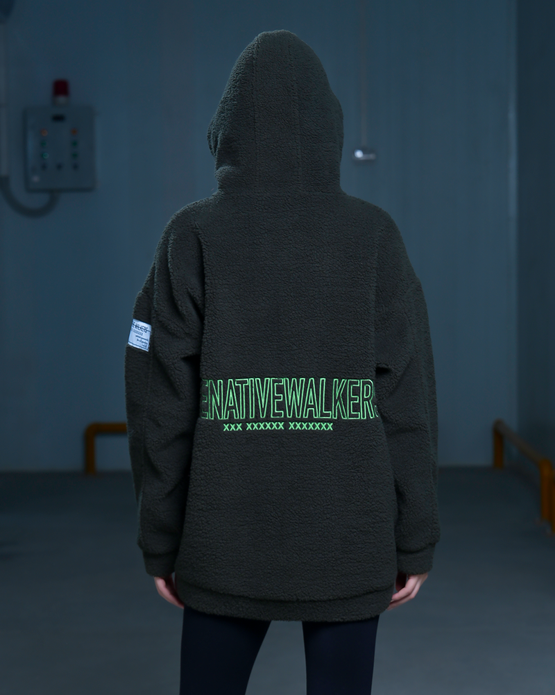 Load image into Gallery viewer, Oversized TNW Olive Embrodery Teddy Hoodie
